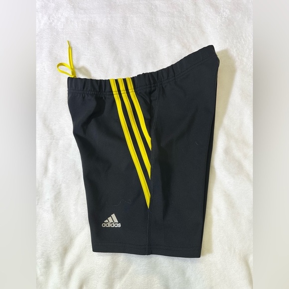 adidas Pants - adidas Black Swim Jammers with Yellow Stripe Accents